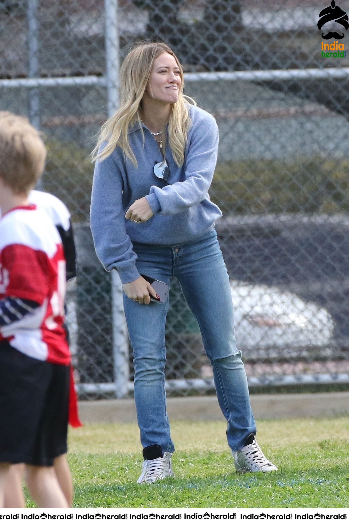 Hilary Duff at her sons football game in Los Angeles