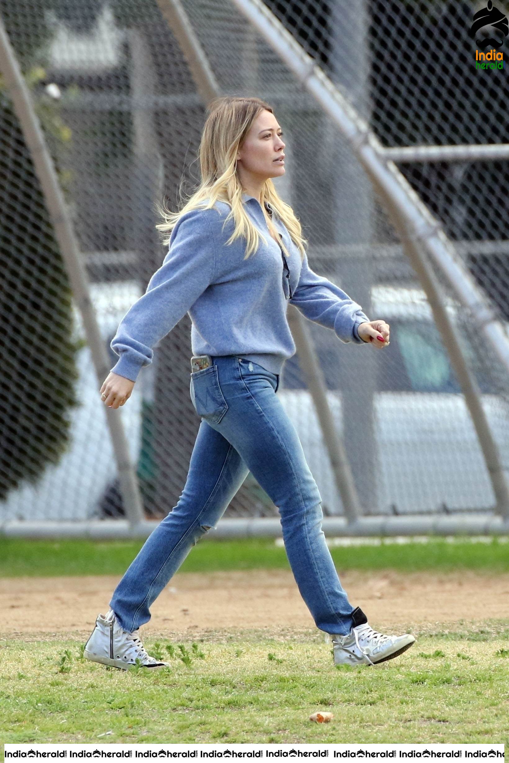 Hilary Duff at her sons football game in Los Angeles