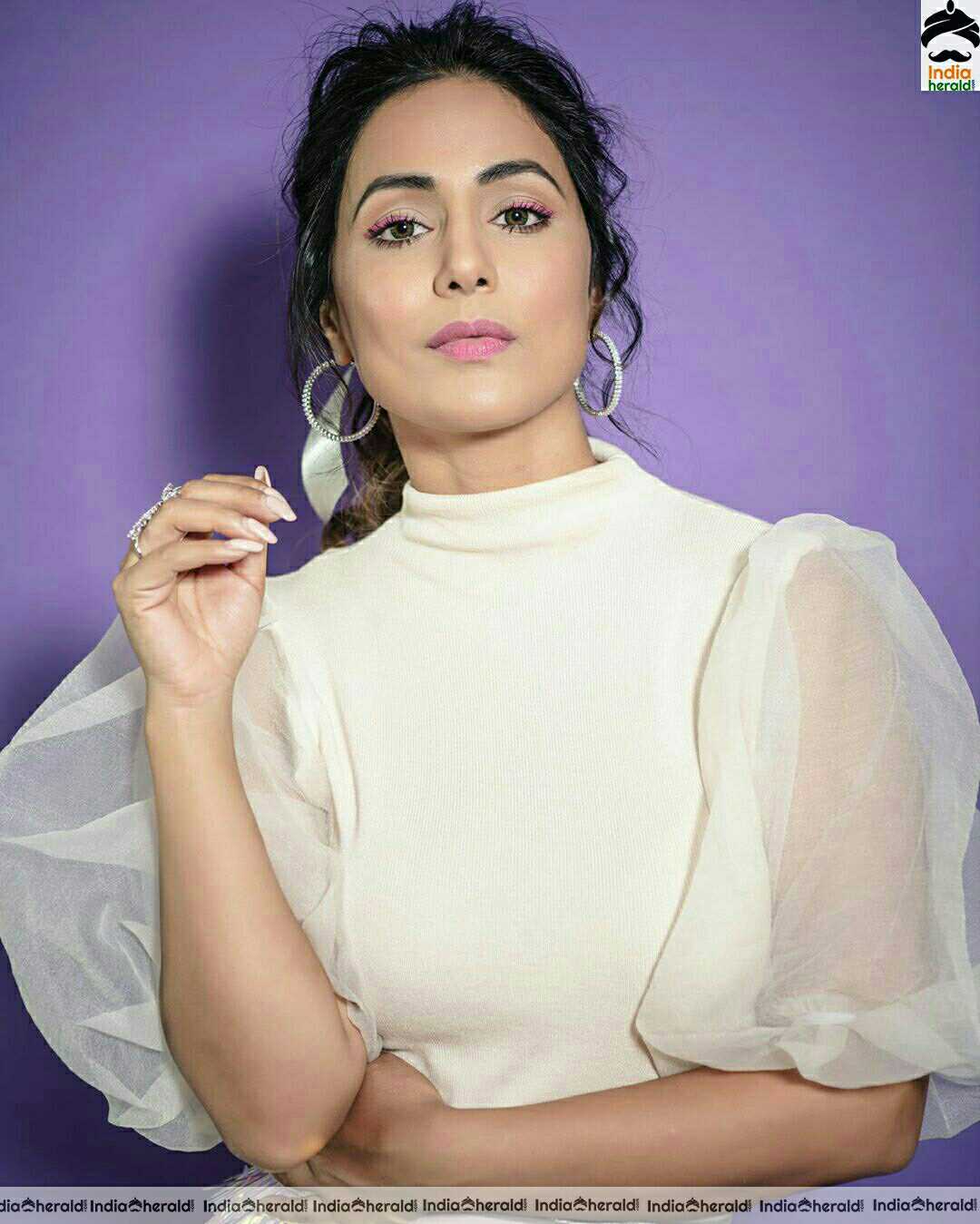 Hina Khan Cute White Dress Stills