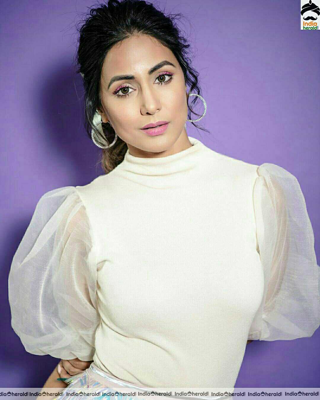 Hina Khan Cute White Dress Stills