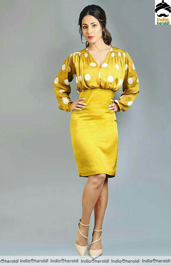 Hina khan Cute Yellow Dress Stills