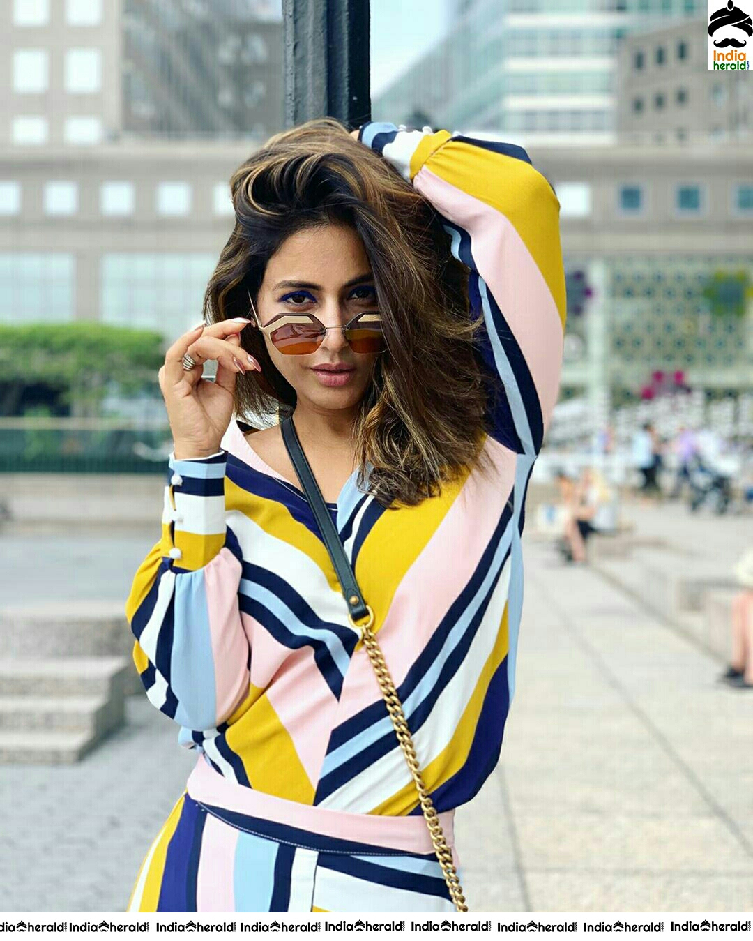 Hina Khan Latest Funky Colour Dress Photoshoot