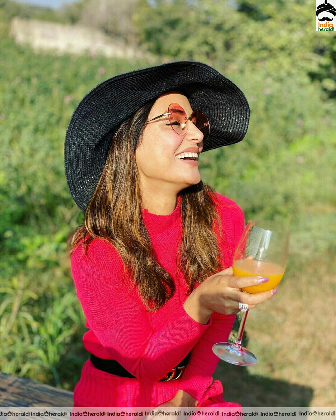 Hina khan Latest Stylish Red Dress Stills