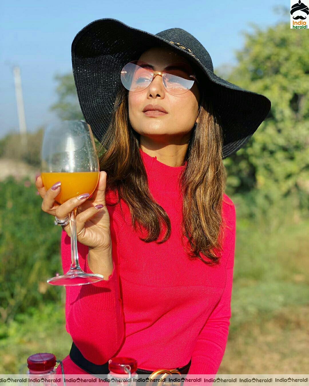 Hina khan Latest Stylish Red Dress Stills