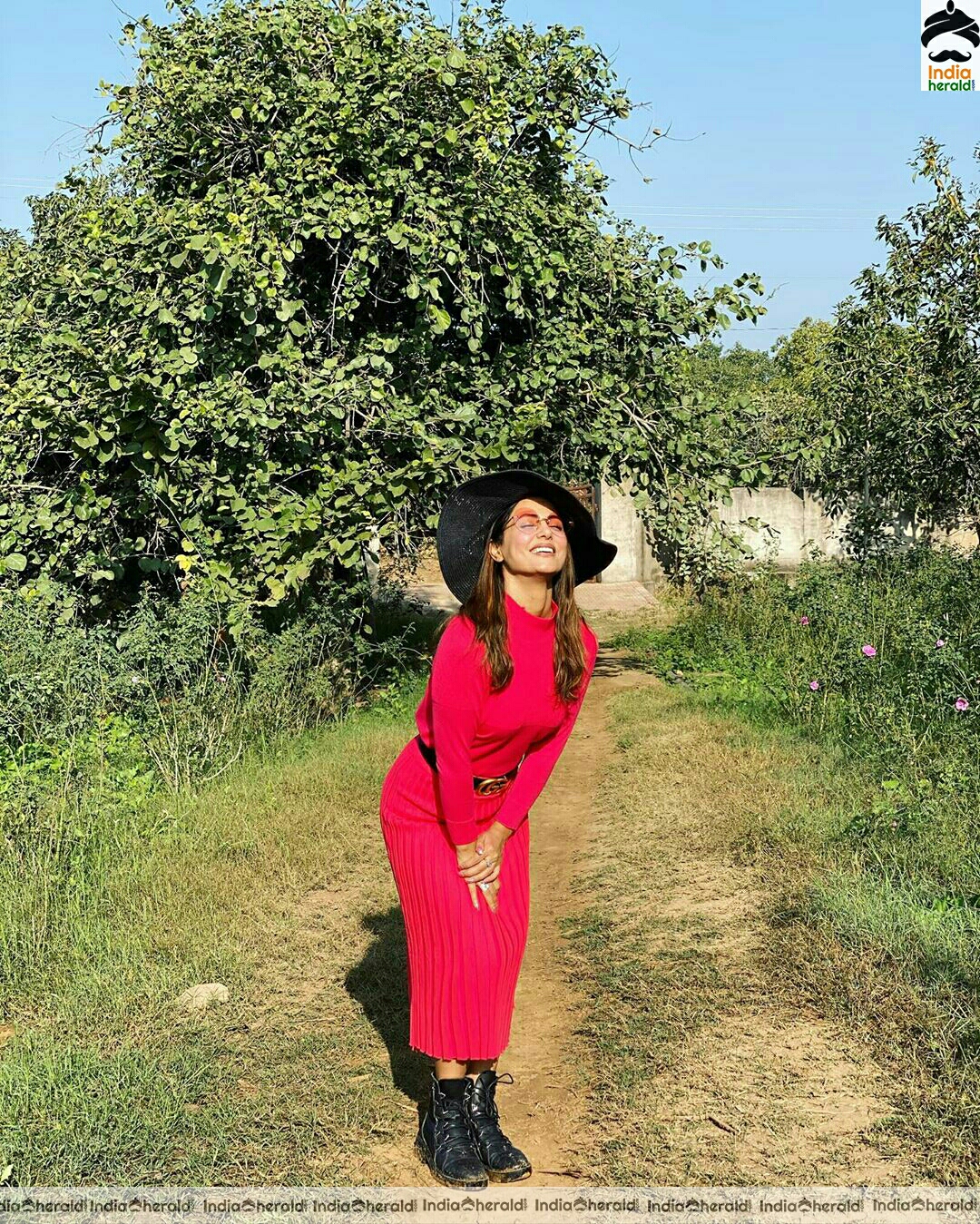 Hina khan Latest Stylish Red Dress Stills