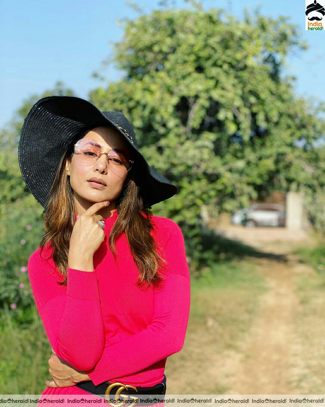 Hina khan Latest Stylish Red Dress Stills