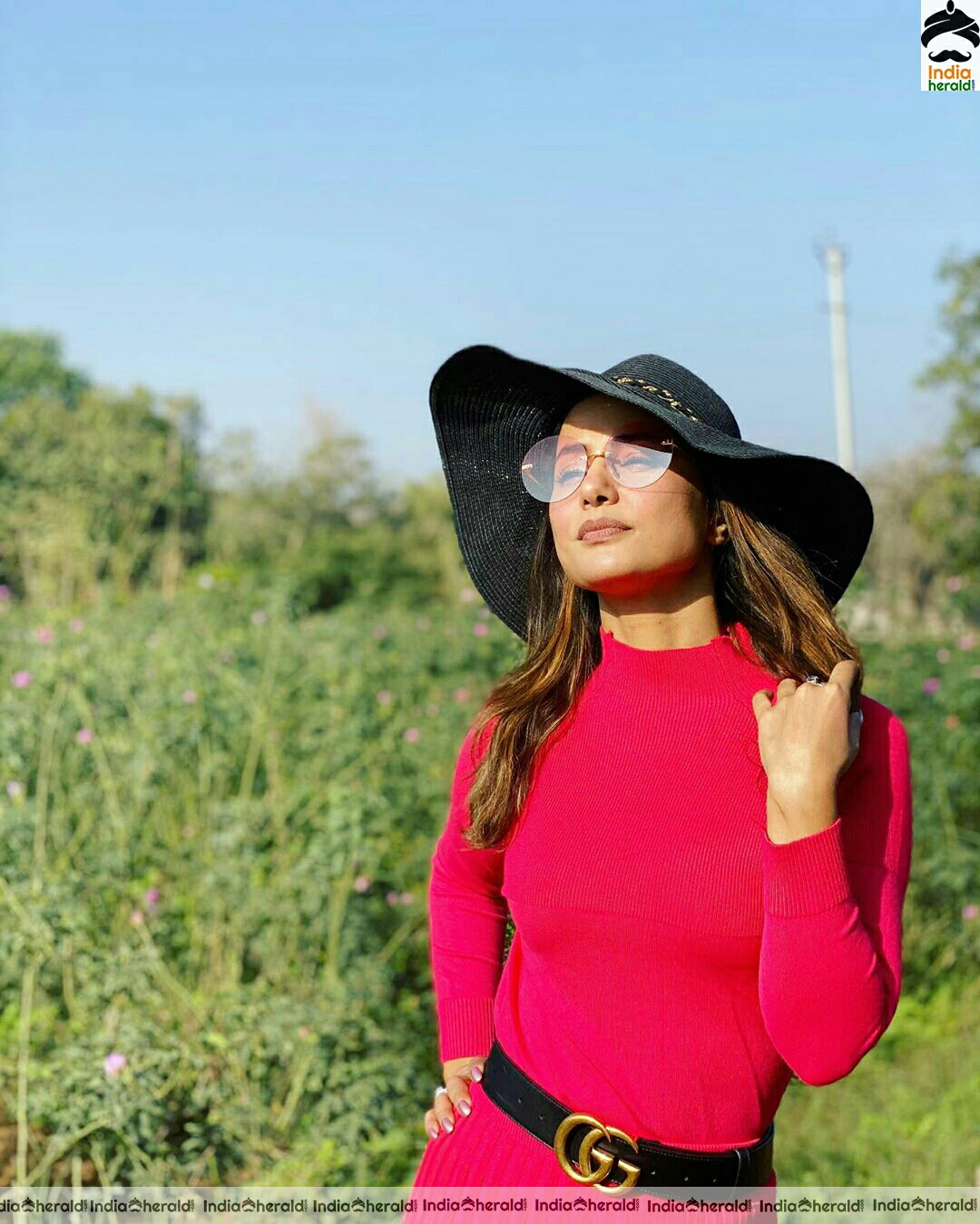 Hina khan Latest Stylish Red Dress Stills