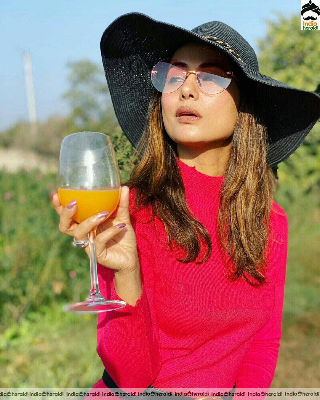 Hina khan Latest Stylish Red Dress Stills