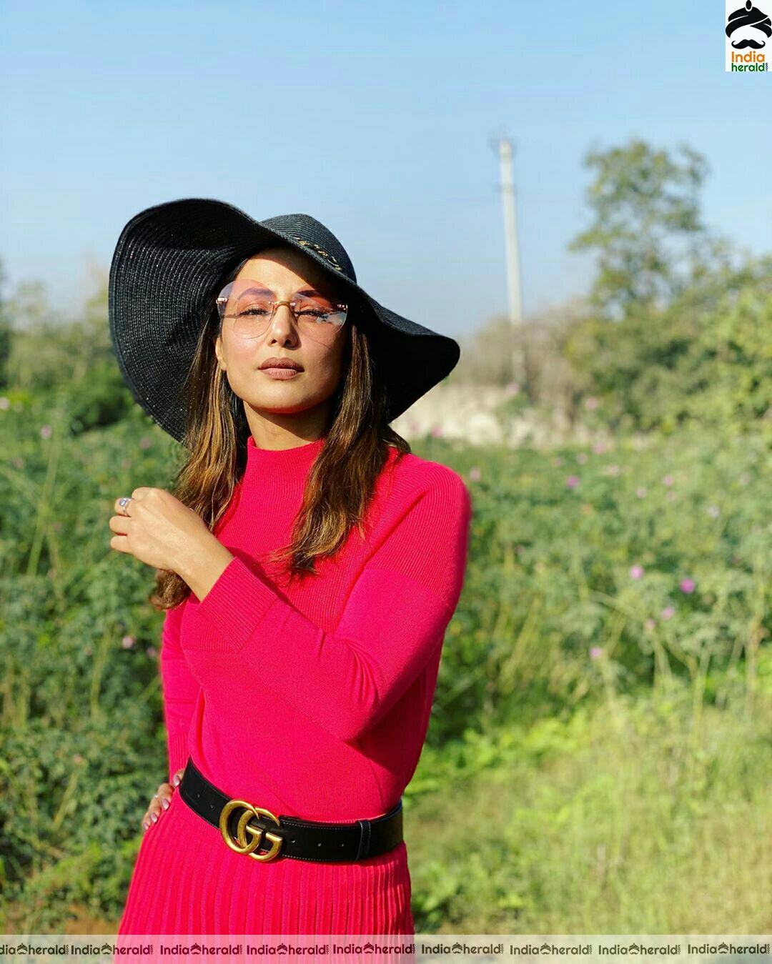 Hina khan Latest Stylish Red Dress Stills