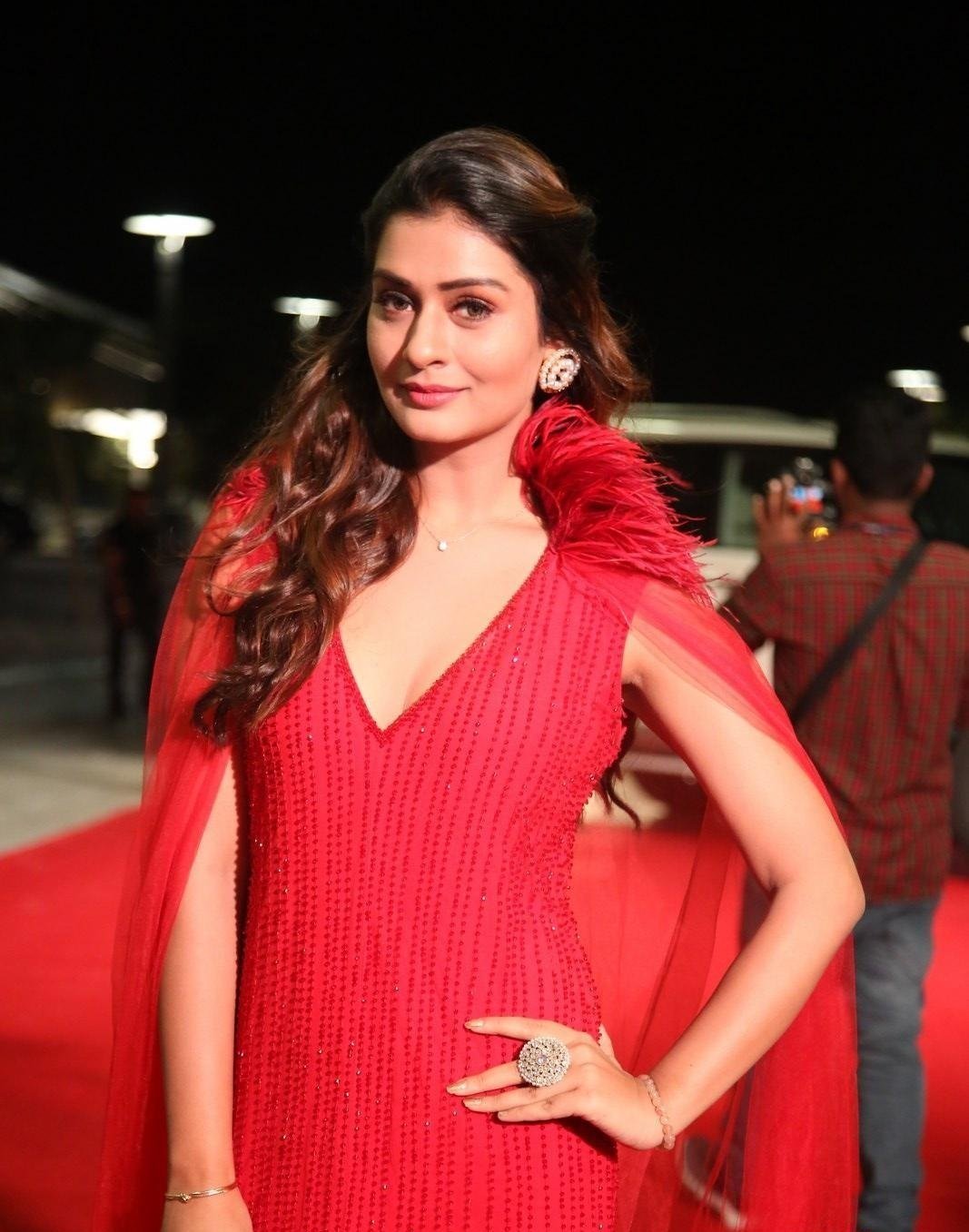 Hot Red Payal Rajput Stills From SIIMA Awards 2019 Red Carpet Set 4