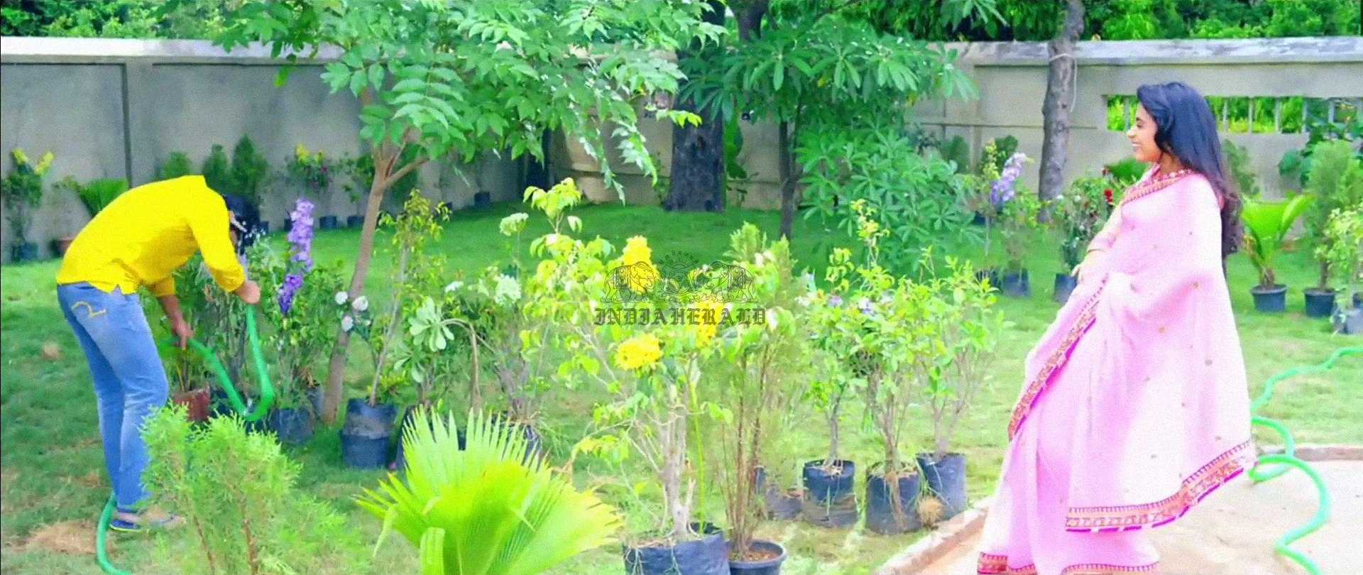 Hottest Photos of Trisha getting Wet and stripping her Saree Set 1