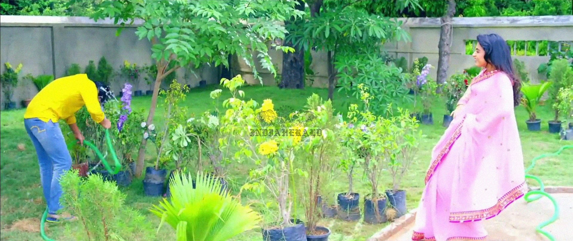 Hottest Photos of Trisha getting Wet and stripping her Saree Set 1