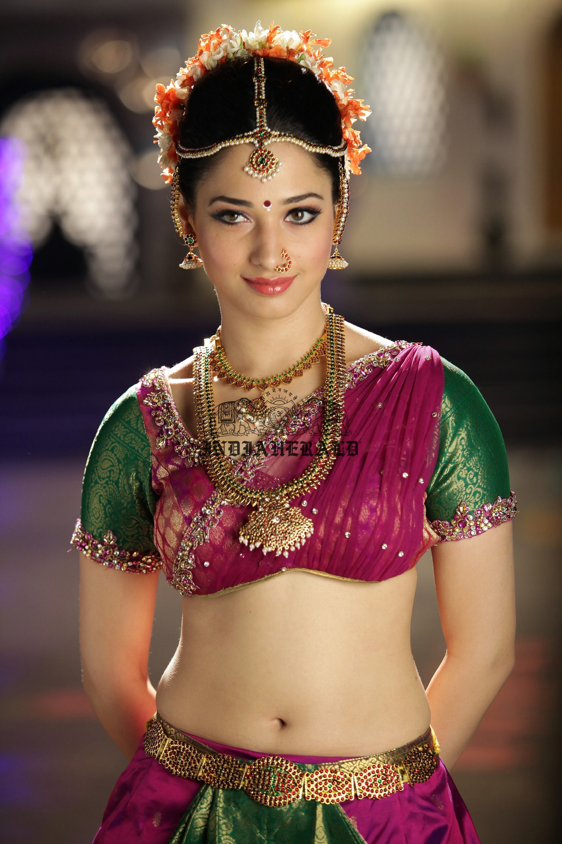 Hottest High Clarity Photos of Tamanna in Saree exposing her navel and midriff Set 1