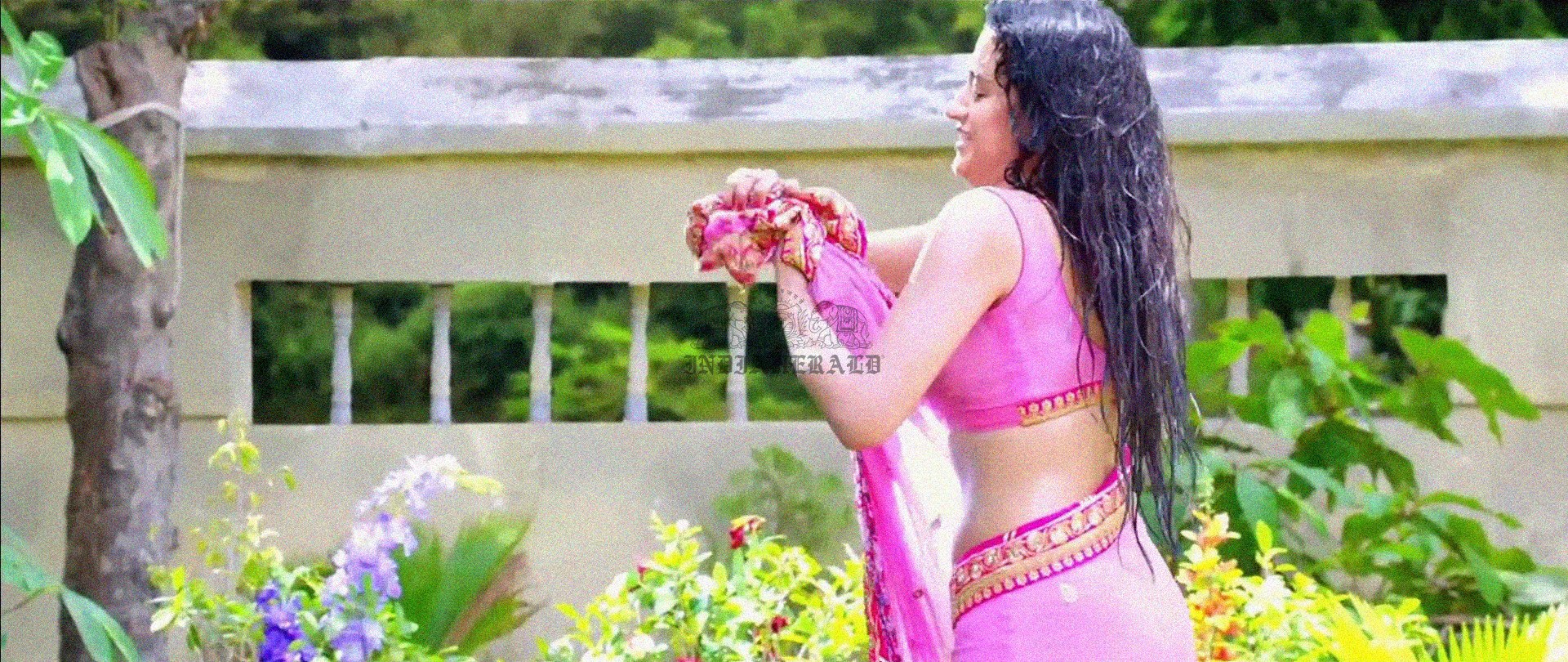 Hottest Photos of Trisha Getting Wet and Stripping Her Saree Set 2