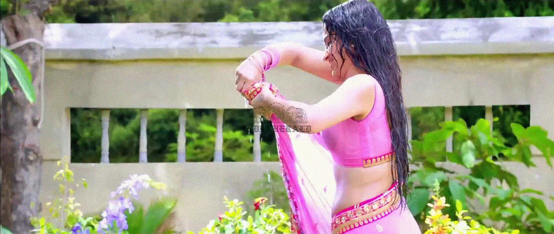 Hottest Photos of Trisha Getting Wet and Stripping Her Saree Set 3