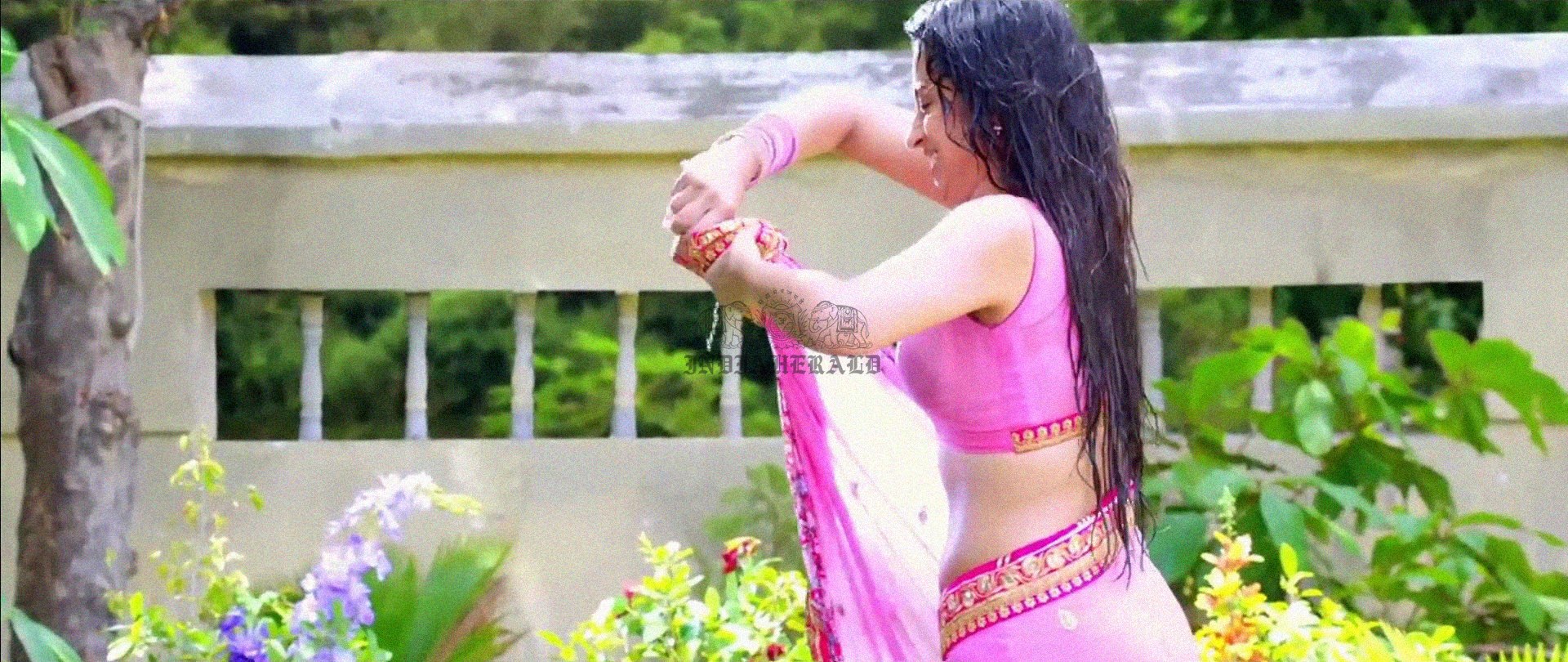 Hottest Photos of Trisha Getting Wet and Stripping Her Saree Set 3