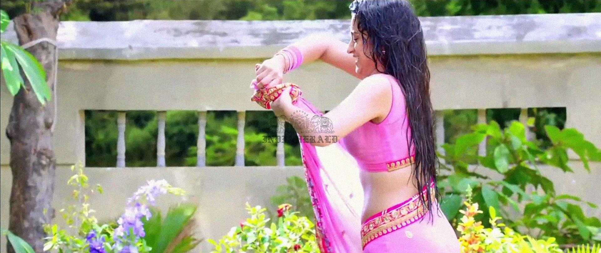 Hottest Photos of Trisha Getting Wet and Stripping Her Saree Set 3