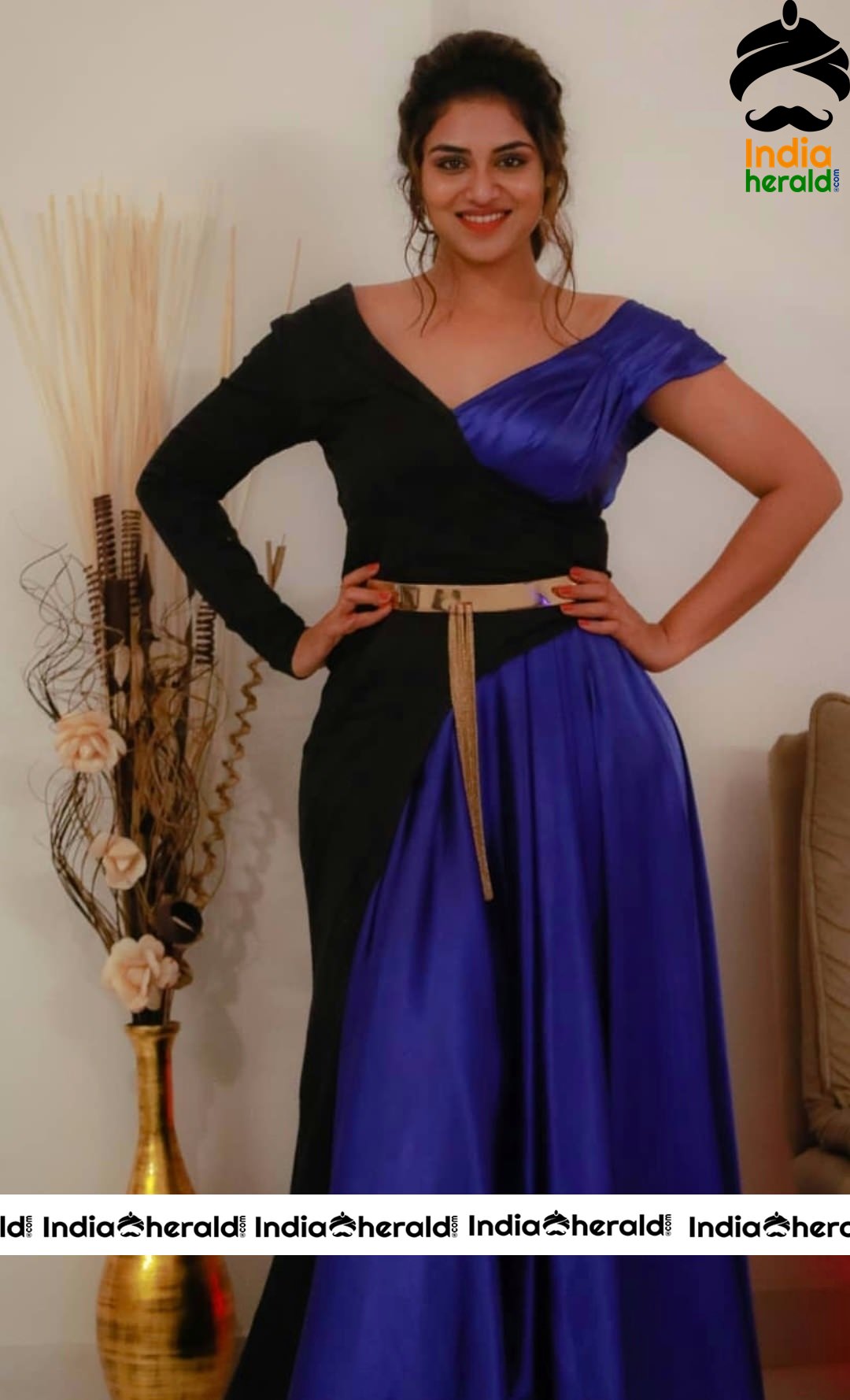 Indhuja Looking Hot In Blue And Black