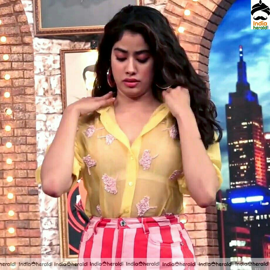 Jahnvi Hot In Transparent Top And Sexy Thigh show at a TV show