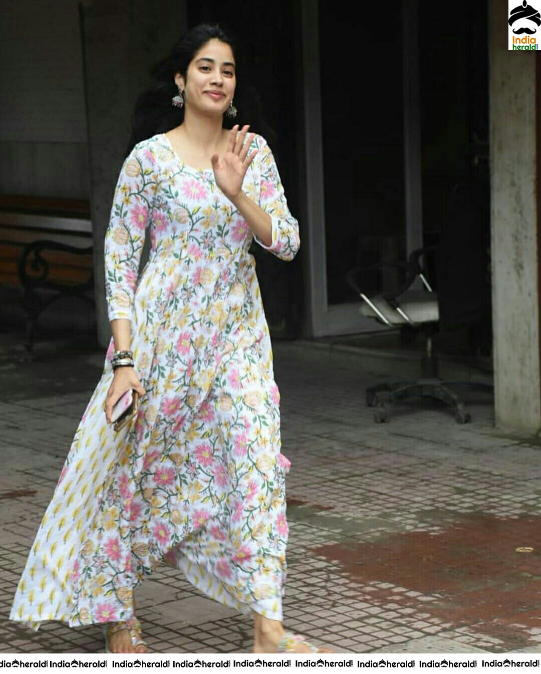 Jahnvi Spotted In A Long Floral Print Frock At Juhu