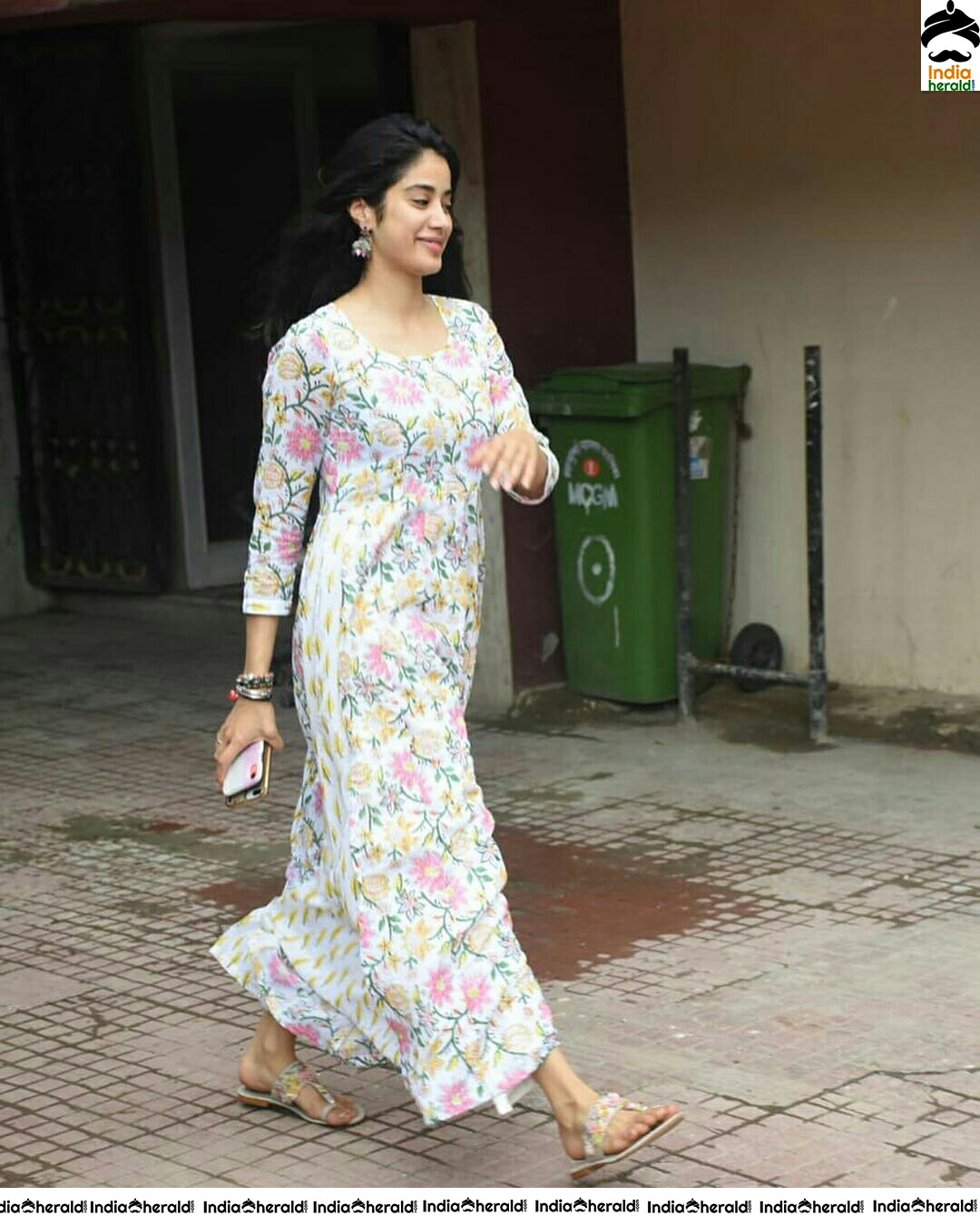 Jahnvi Spotted In A Long Floral Print Frock At Juhu