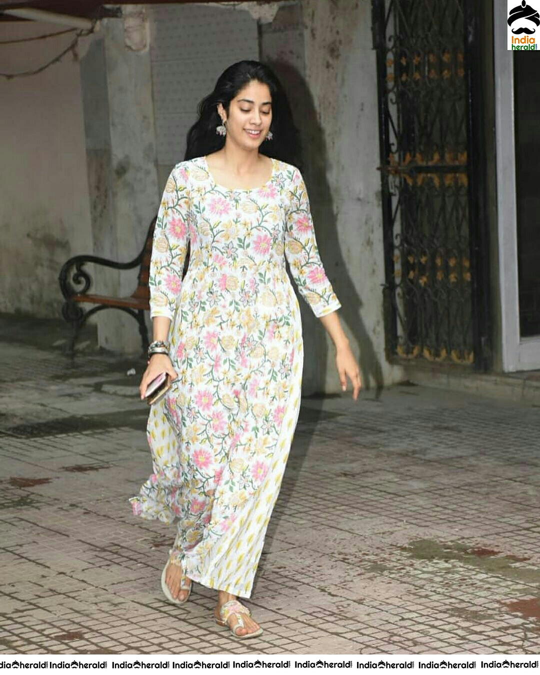 Jahnvi Spotted In A Long Floral Print Frock At Juhu