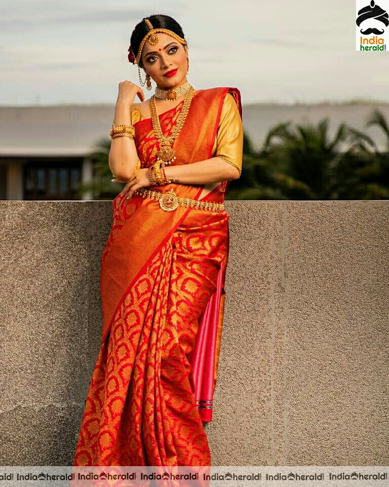 Janani Iyer traditional photos in saree