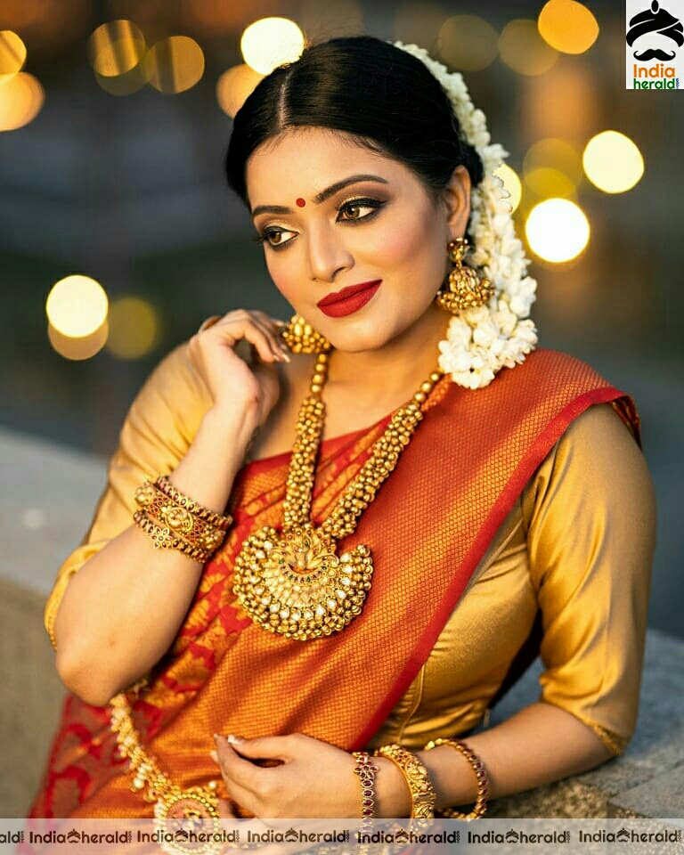 Janani Iyer traditional photos in saree