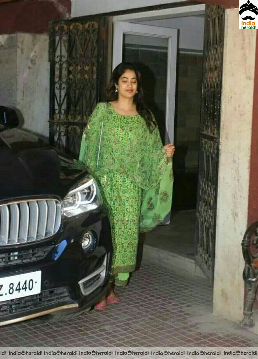 Janhvi Kapoor Cute In Green Chudi And Spotted Outside Juhu