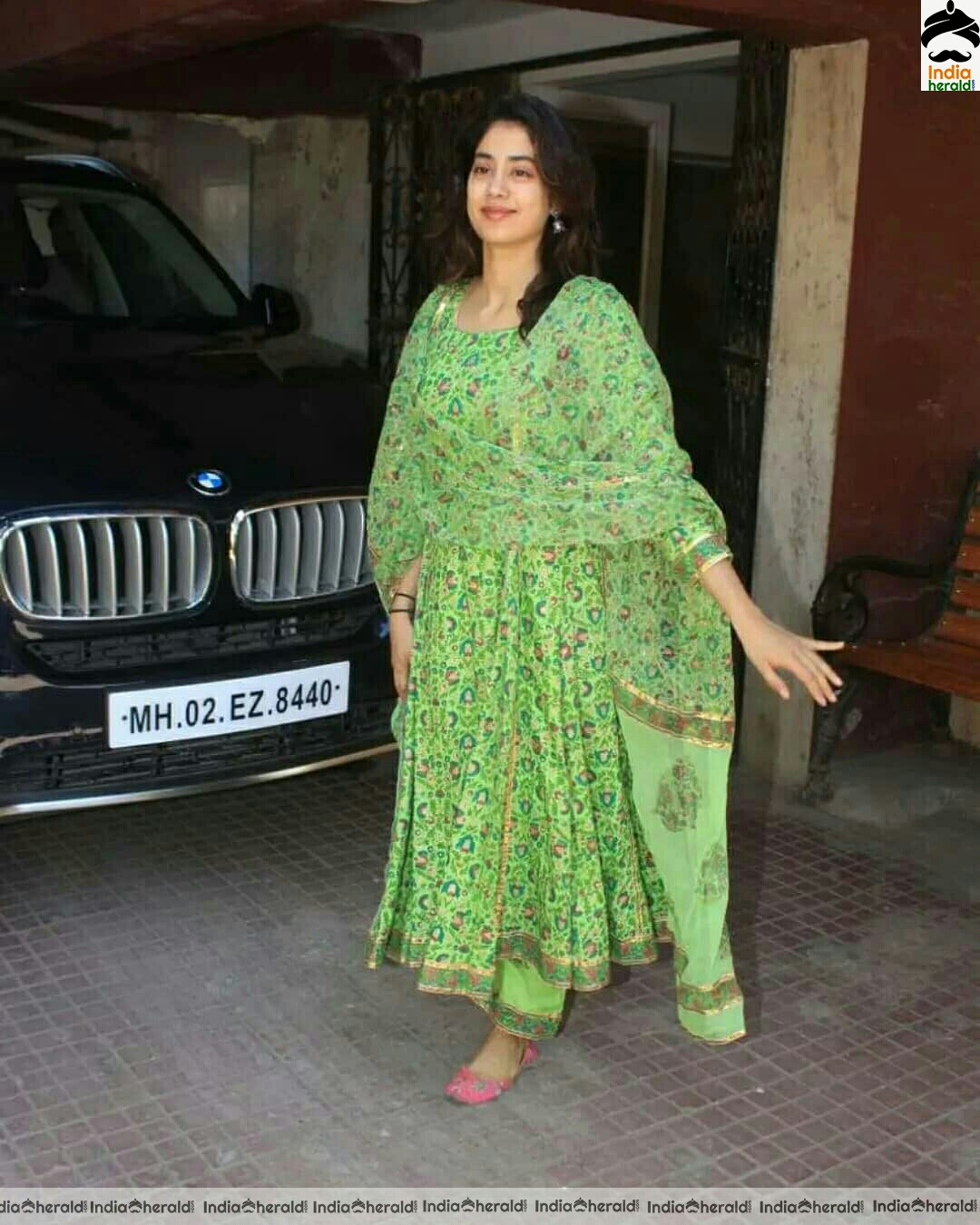 Janhvi Kapoor Cute In Green Chudi And Spotted Outside Juhu