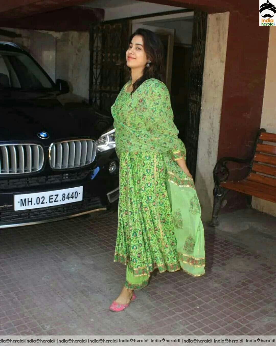 Janhvi Kapoor Cute In Green Chudi And Spotted Outside Juhu