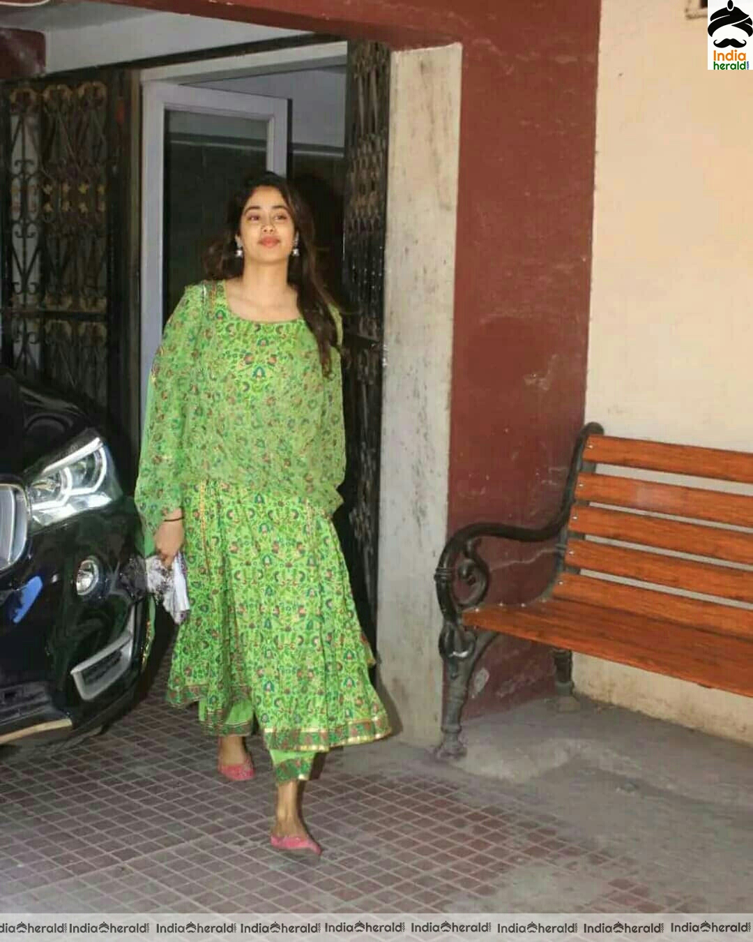 Janhvi Kapoor Cute In Green Chudi And Spotted Outside Juhu