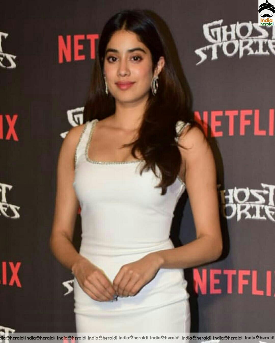 Janhvi Kapoor Hot In White Sleeveless dress