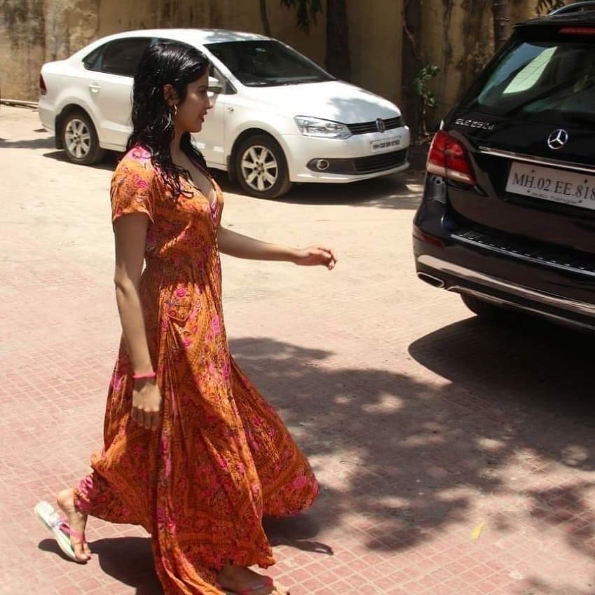 Janhvi Kapoor Seen In A Thigh High Slit Maxi Dress