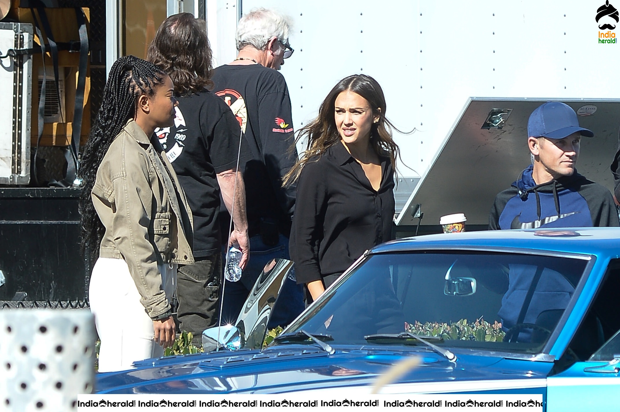 Jessica Alba and Gabrielle Union On the Set of LA Finest in Los Angeles
