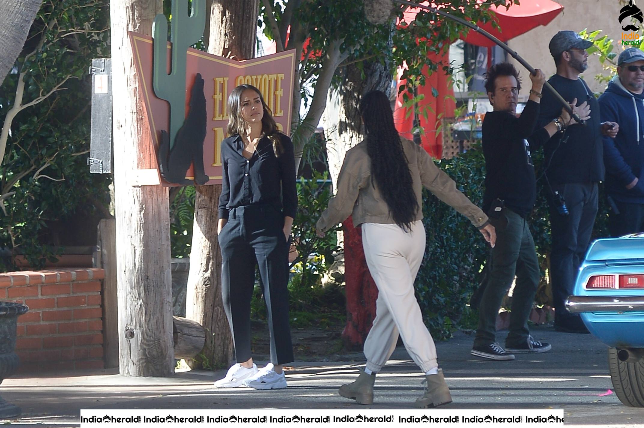Jessica Alba and Gabrielle Union On the Set of LA Finest in Los Angeles