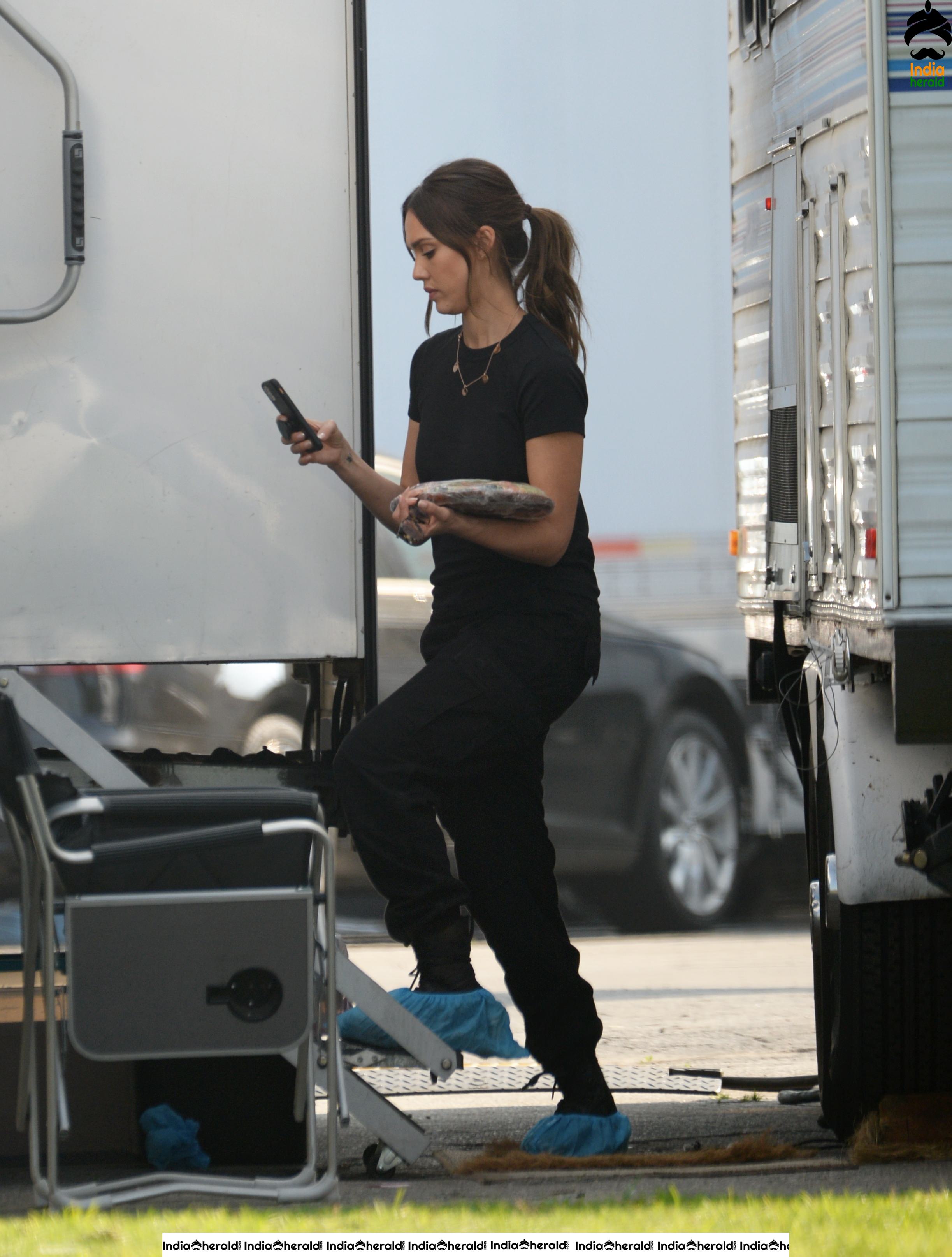 Jessica Alba at the Shooting Spot of her Next Project in Los Angeles