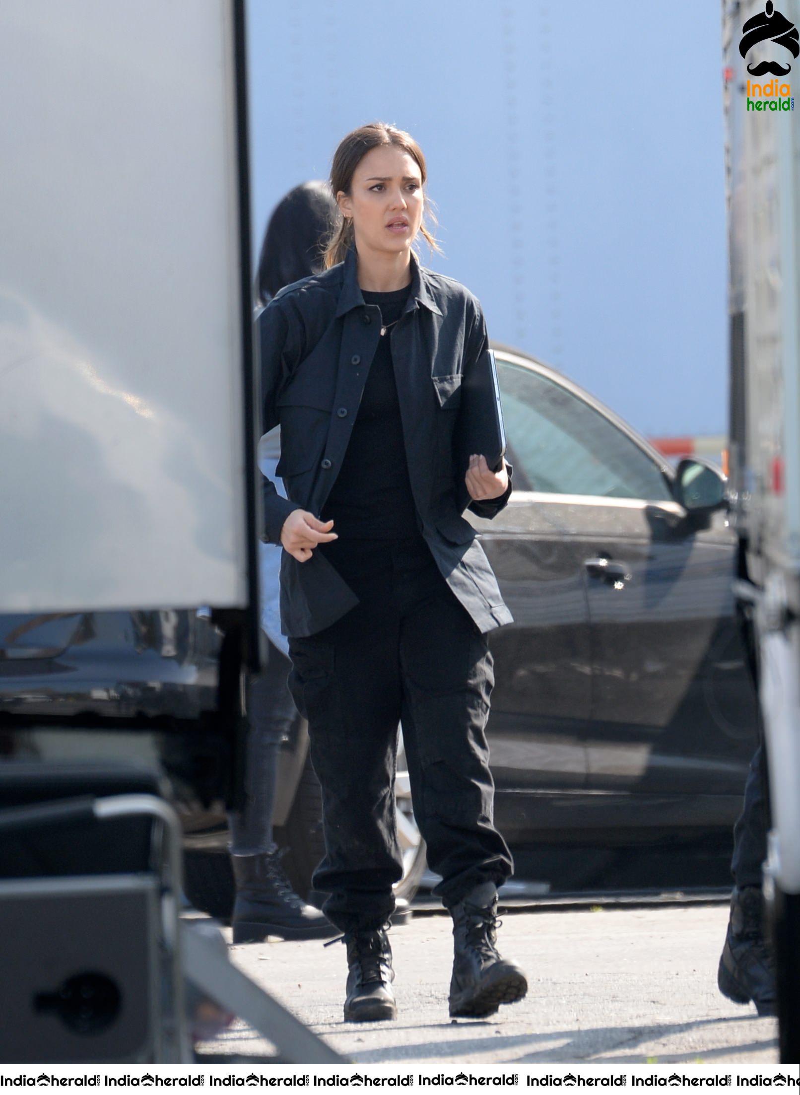 Jessica Alba at the Shooting Spot of her Next Project in Los Angeles