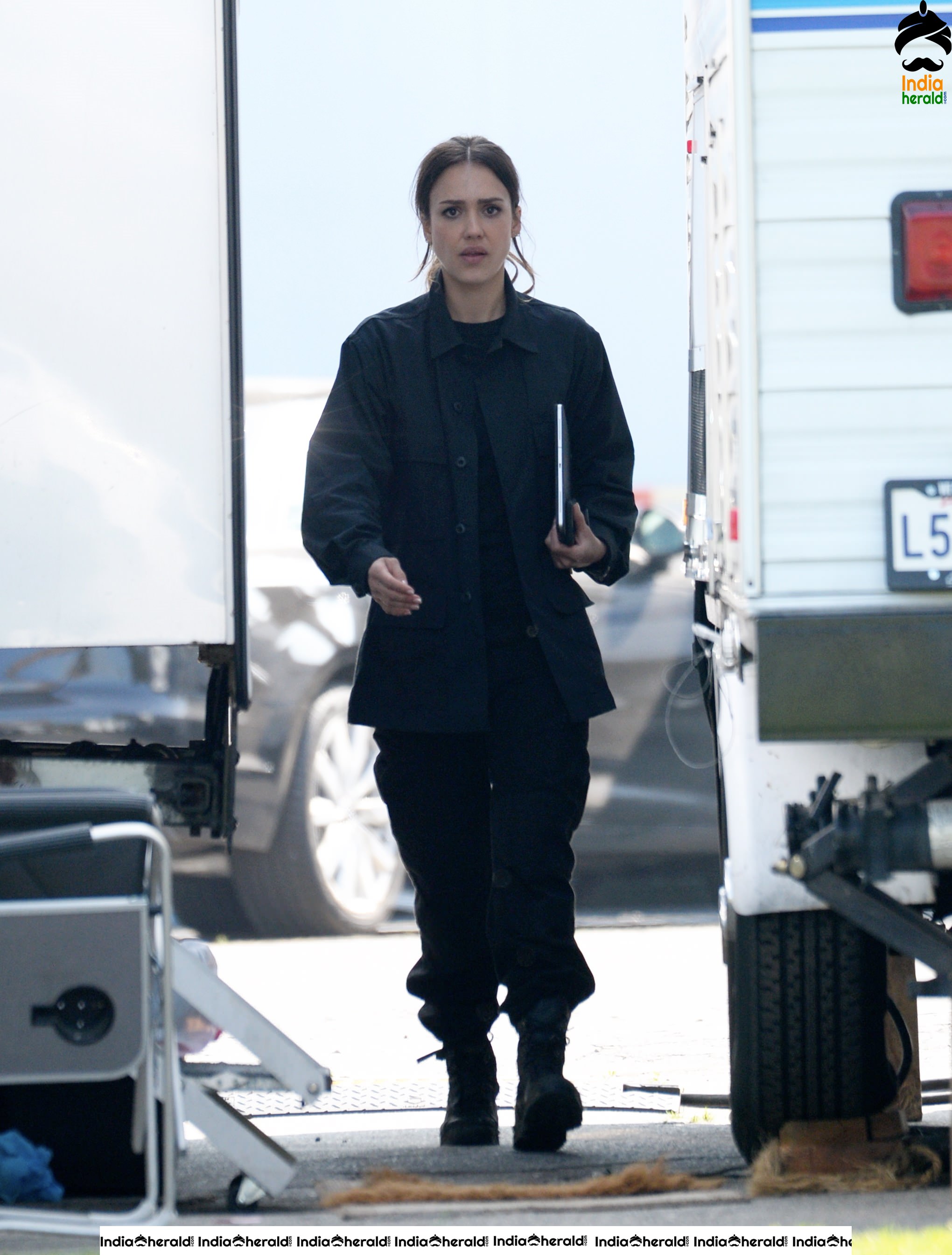Jessica Alba at the Shooting Spot of her Next Project in Los Angeles