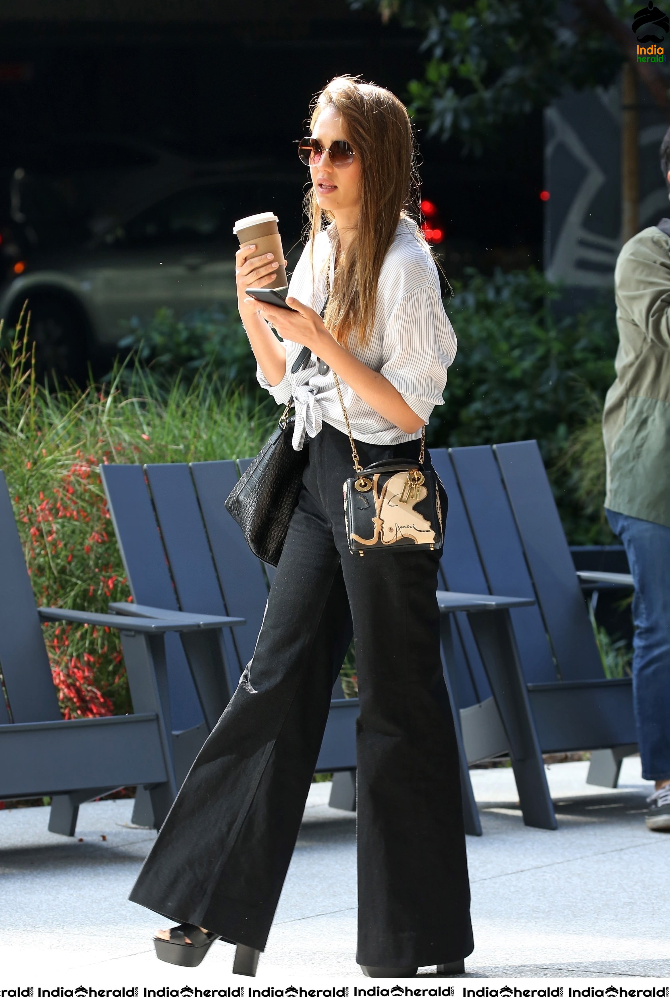 Jessica Alba Out in Santa Monica holding a Coffee Cup Set 2