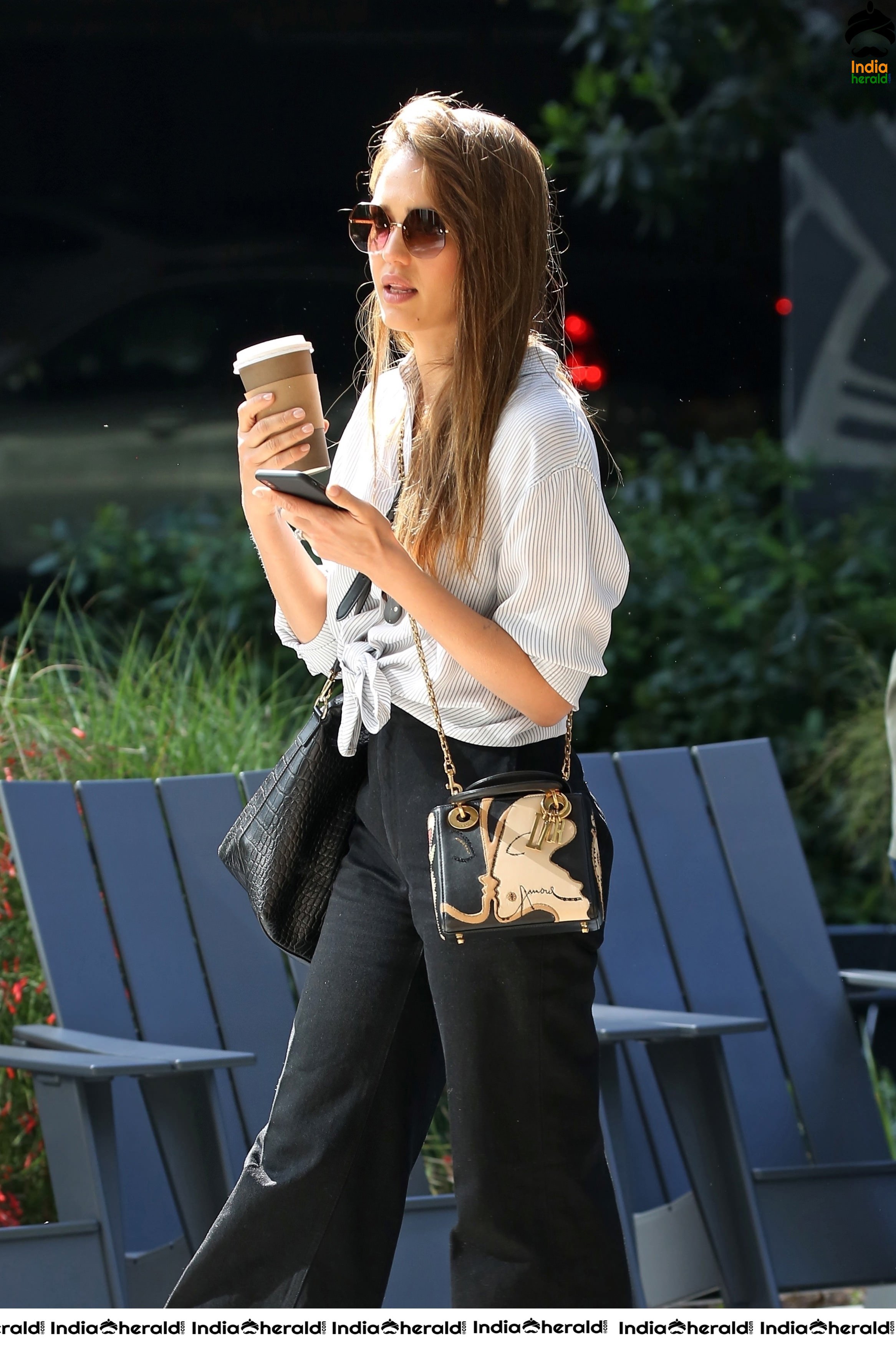 Jessica Alba Out in Santa Monica holding a Coffee Cup Set 2