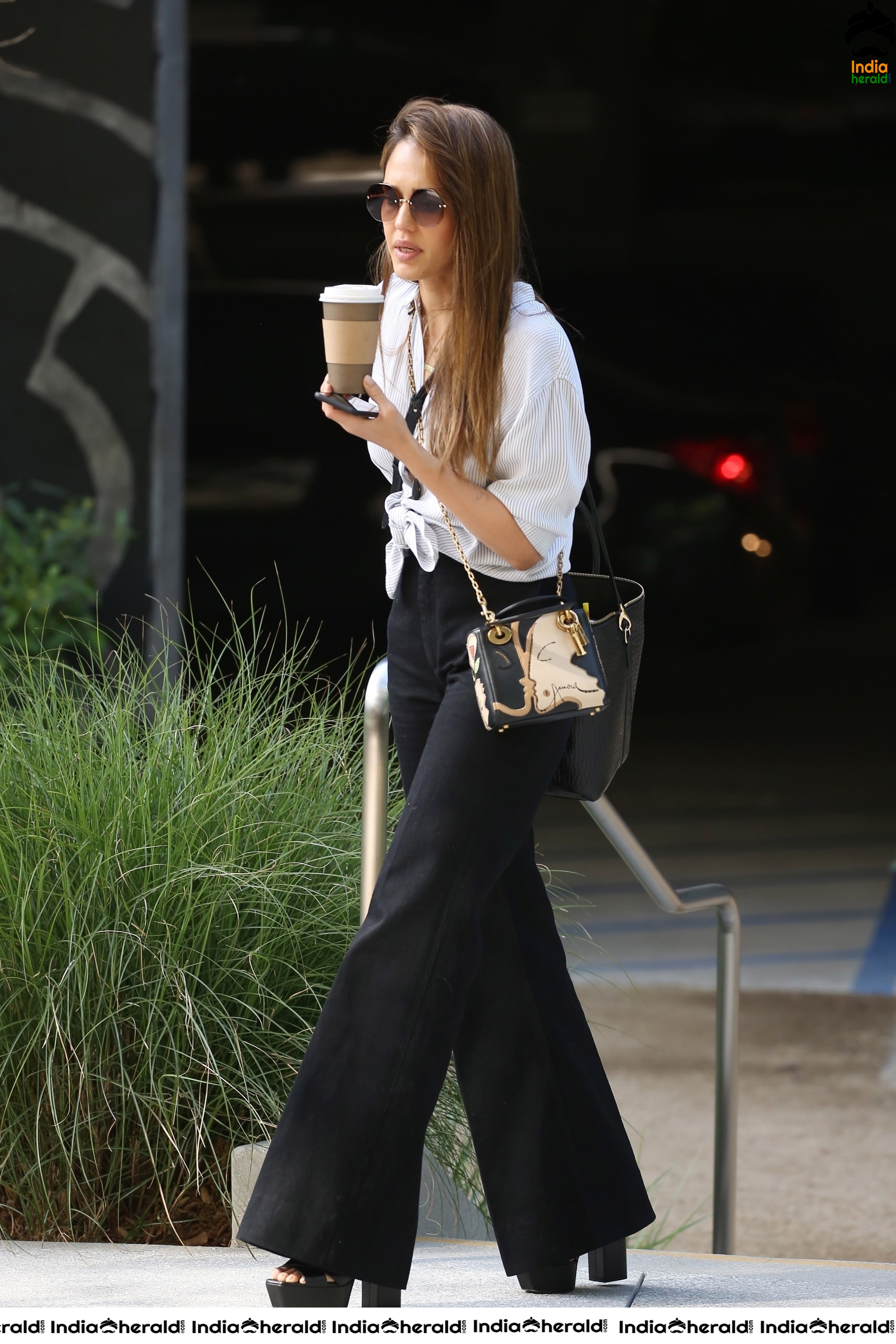 Jessica Alba Out in Santa Monica holding a Coffee Cup Set 2