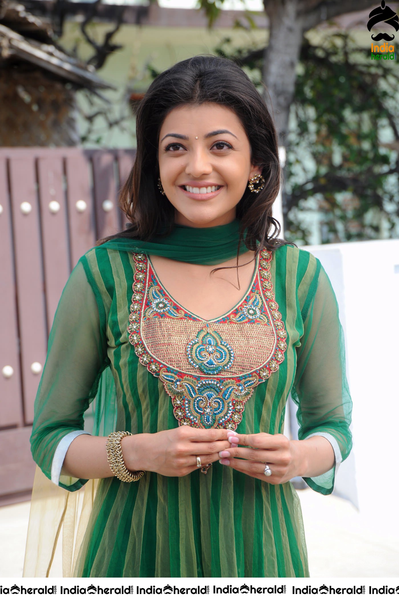 Kajal Aggarwal Flaunts her Flat Tummy and Sexy Navel in Saree Set 1