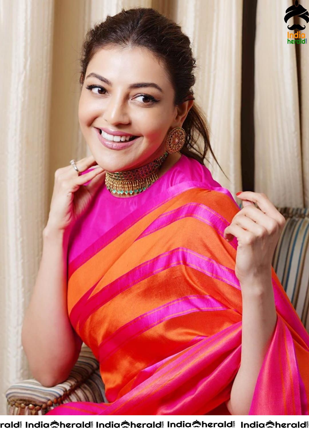 Kajal Aggarwal Fully Covered in Saree yet Fully Seductive
