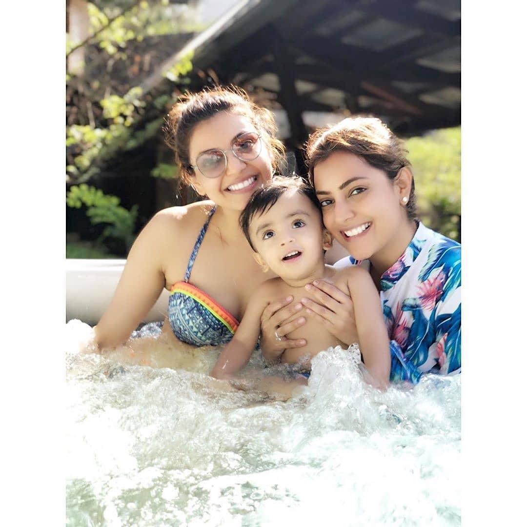 Kajal Aggarwal In Bikini With Her Sister
