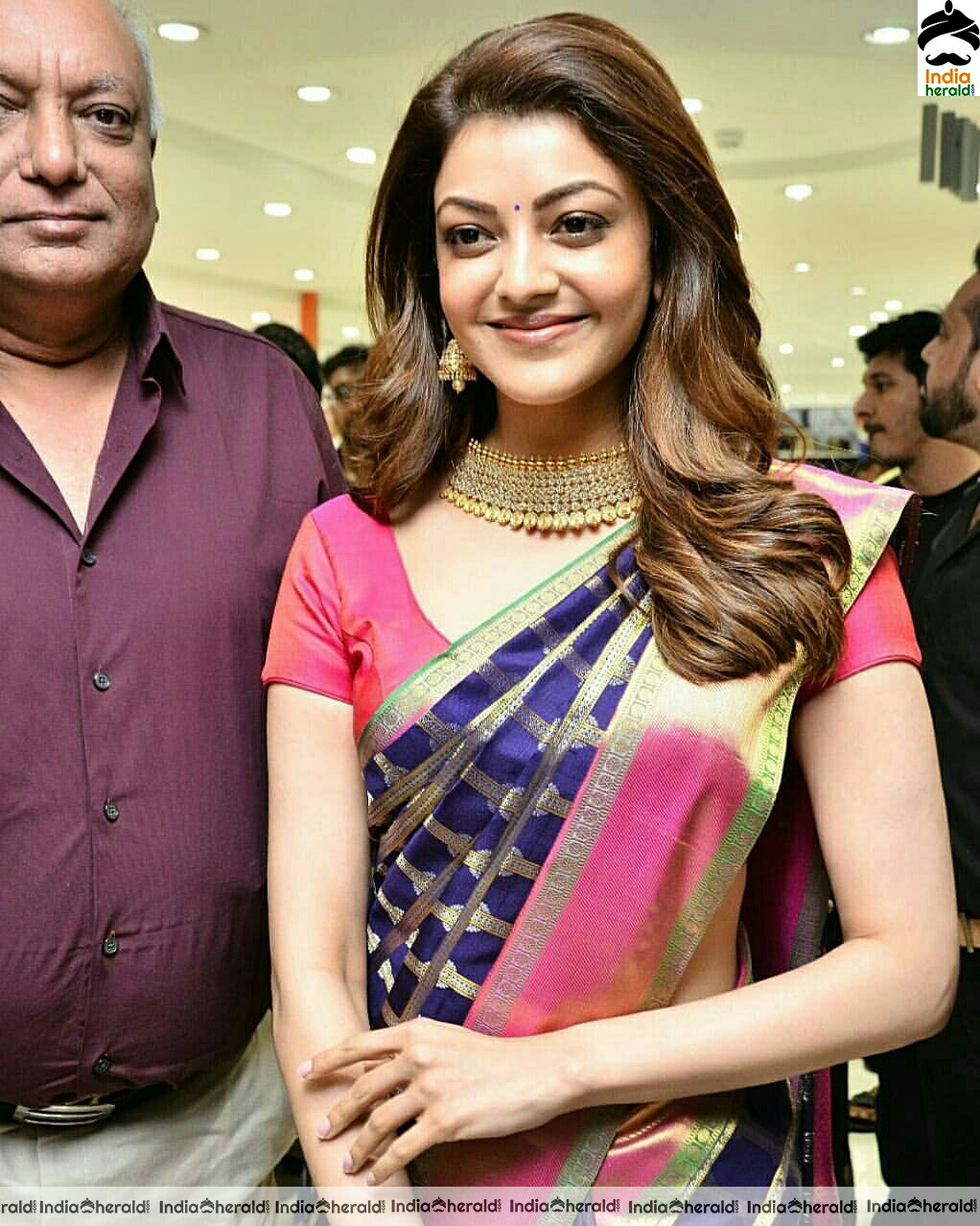 Kajal Aggarwal Looking Gorgeous And Gracious In Saree At A Shop Opening