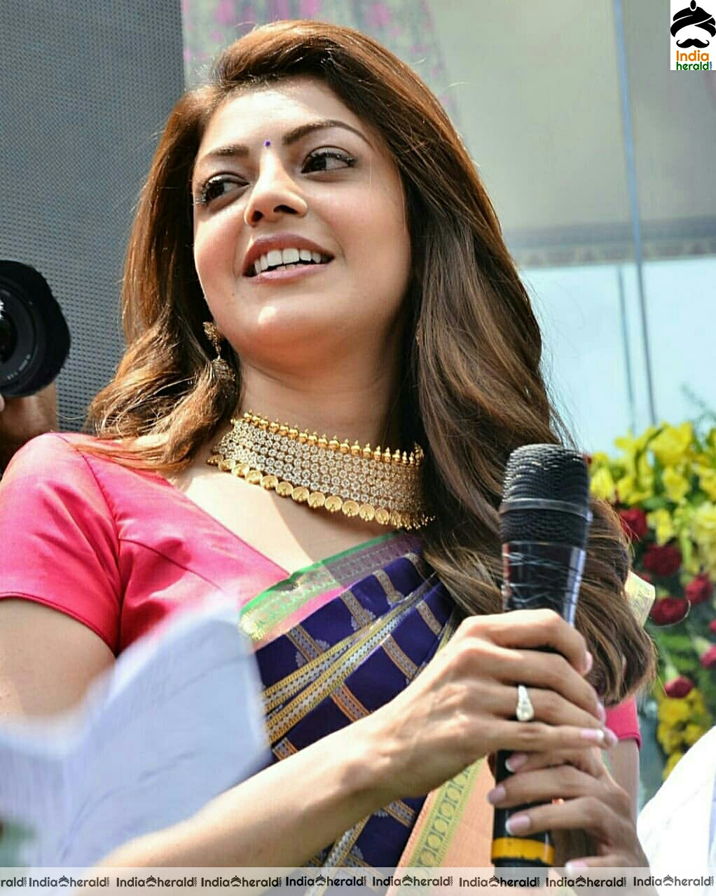 Kajal Aggarwal Looking Gorgeous And Gracious In Saree At A Shop Opening