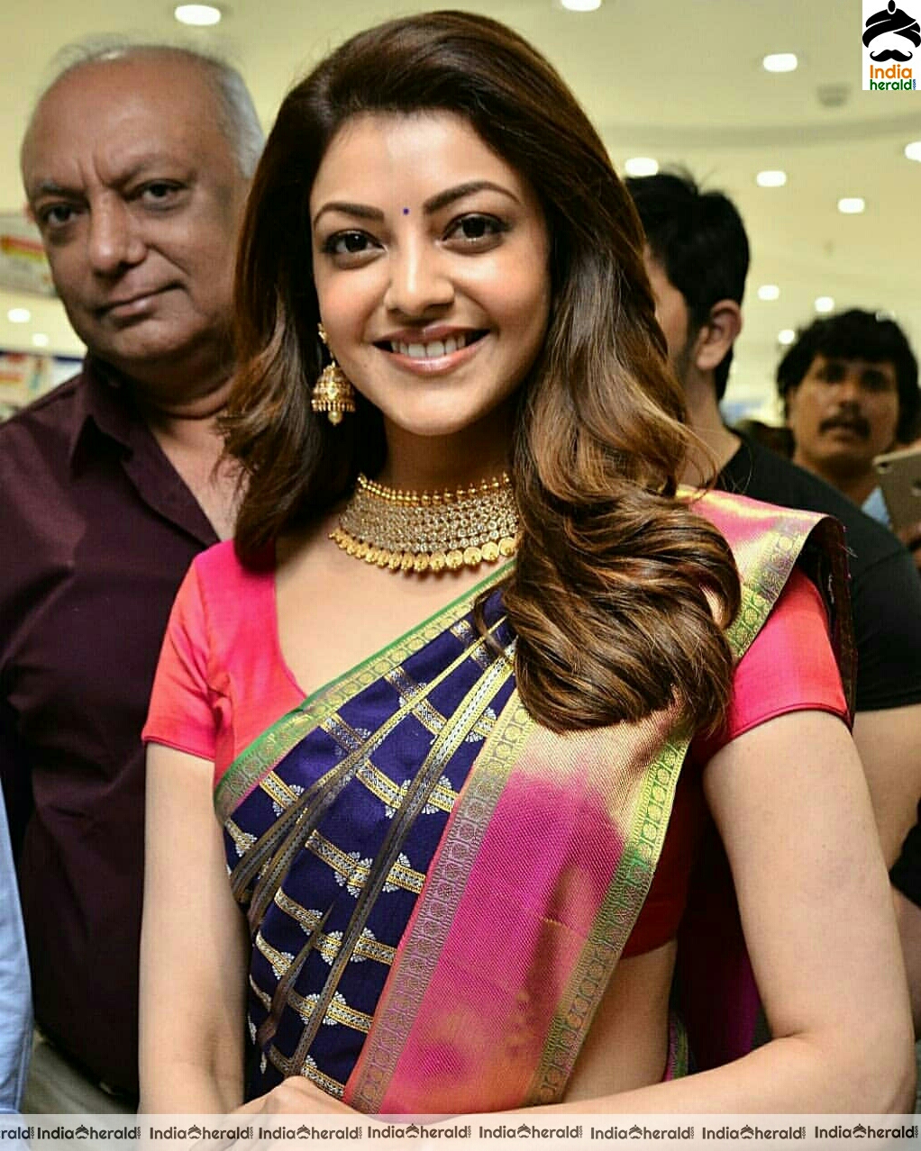 Kajal Aggarwal Looking Gorgeous And Gracious In Saree At A Shop Opening