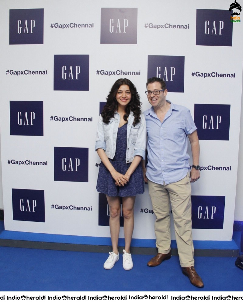 Kajal Aggarwal shows her Slender Thighs at GAP Store opening