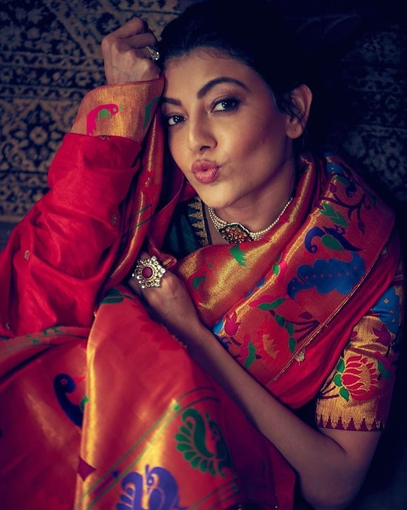Kajal Aggarwal Shy Photoshoot In Saree